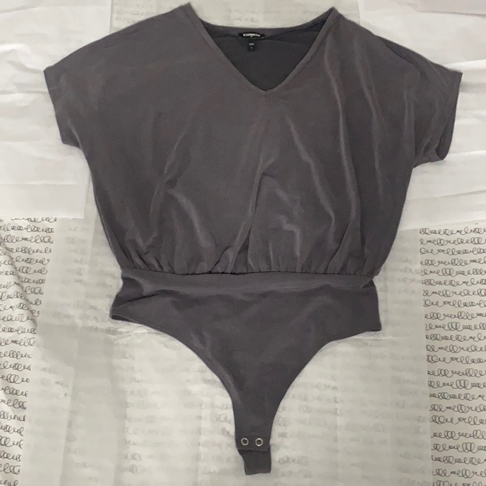 Express Silky Sueded Jersey V-Neck Thong Bodysuit